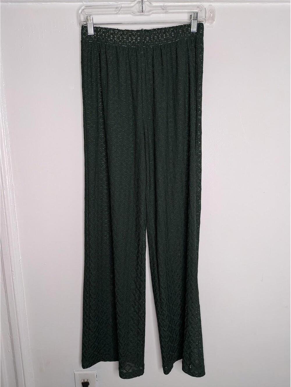 Peloton Pants Womens Small Green Lace Wide Leg Elastic Waist Pull On Summer
